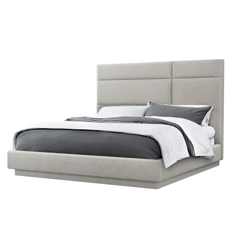 Quadrant Upholstered Bed, Pure Gray, Queen