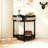 Unique Half Moon Design End Table With Sliding Rattan Door,Elegant Semi-Circle Entryway Console Table With 2 Rattan Storage Cabinet And Bottom Shelf-462115094