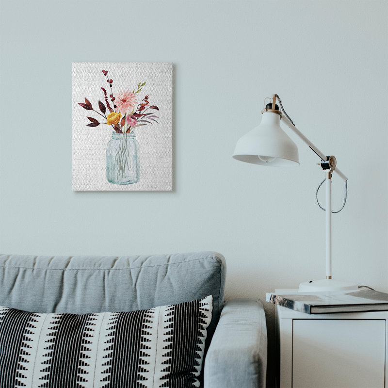 « pot of fleurs red automne », art textuel, Toile tendue, H 20 po x l 16 po