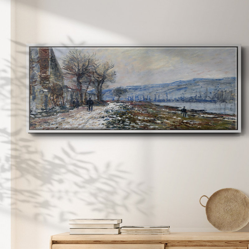 «La seine à Lavacourt, effet de neige, 1879», reproduction sur toile flottante, Blanc, H 24 po x l 60 po x P 1,5 po