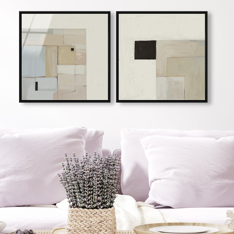 Soft Roughness Set Set by Oliver Gal, 17"H x 17"W, Black Floater Frame