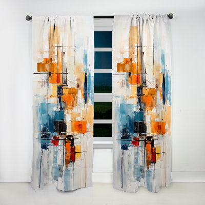 Colorful Mid Century Retro Reflections III - Mid-Century Curtain - Velvet Room Darkening - 1 Panel