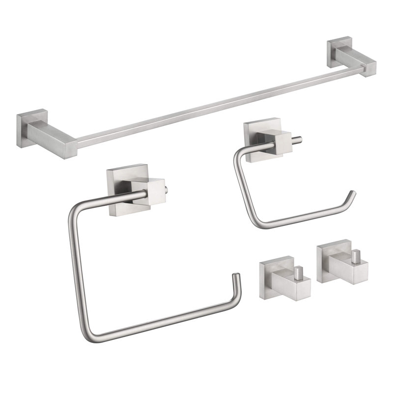 Ensemble de quincaillerie de salle de bain 5 pièces, Nickel brossé