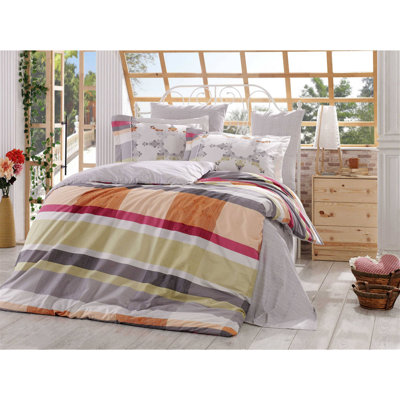 Ensemble de housse de couette 100% coton vert / rouge / jaune 3 pièces