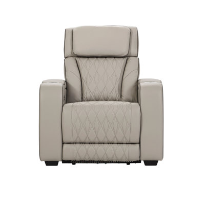 Adelle Upholstered Power Recliner In Top Grain Leather Match, Berkshire Dove