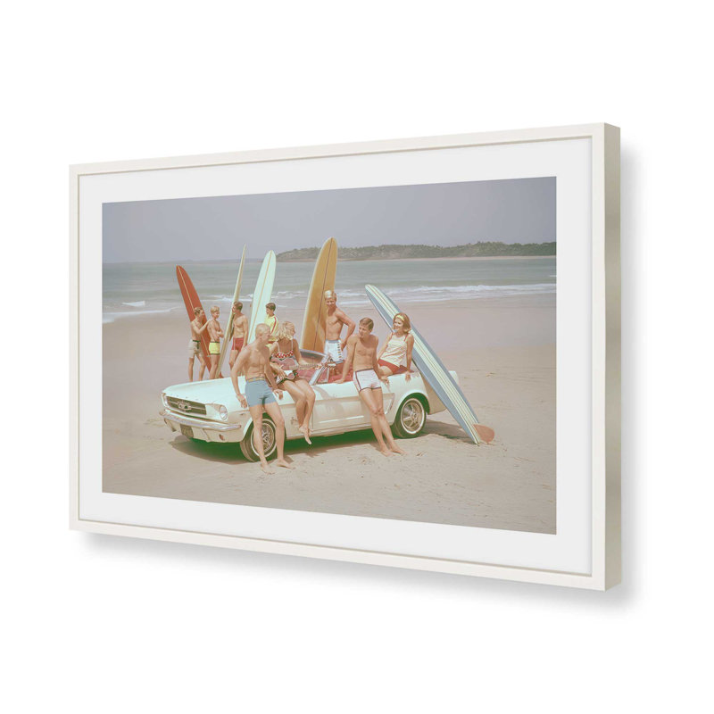 Impression d'art Surf Club Summer, Cadre de coin ouvert blanc opaque, H 25 po x l 37 po