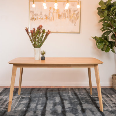 Klaudia Mid-Century Modern Dining Table with Rubberwood Legs