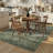 Watte Vintage Floral Border Olive Washable Area Rug with Non-Slip Backing for Living Room & Bedroom-450793521