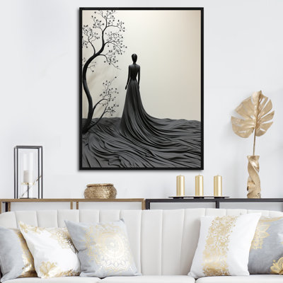 Oslo Obscure Grey Woman Dress II - Fashion Woman Canvas Art