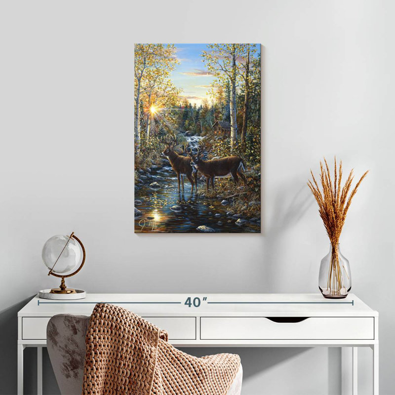 Brampt Two Whitetail Deer, 24" H x 16" W