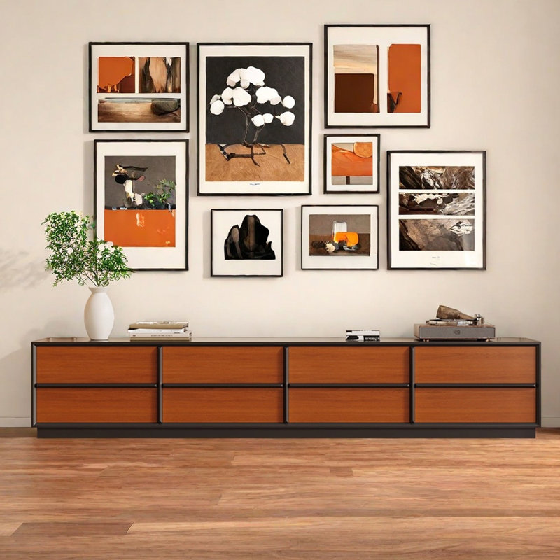 Meuble télé rétro contrastant, H 17,71 po x L 94,48 po x l 15,74 po