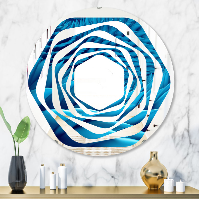 Miroir mural Coastal, H 31,5 po x l 31,5 po, Tourbillon abstrait ondulé