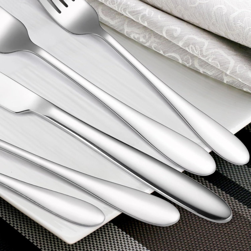 Ensemble de couverts 40 pièces en acier inoxydable pour 8 personnes, coutellerie noire robuste avec poignées épaisses, idéal pour les restaurants, les fêtes et la cuisine de tous les jours