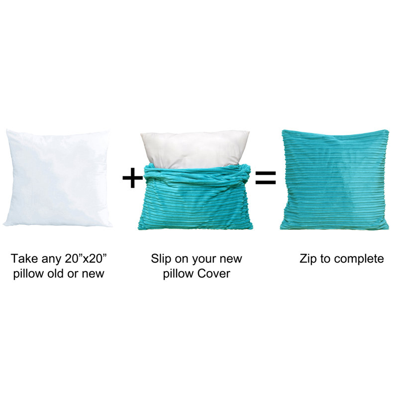 Housse de coussin carré en flanelle nervurée, Bleu baltique