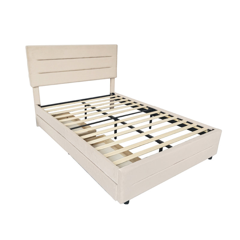 Upholstered Storage Bed, Champagne, Double (4'6)