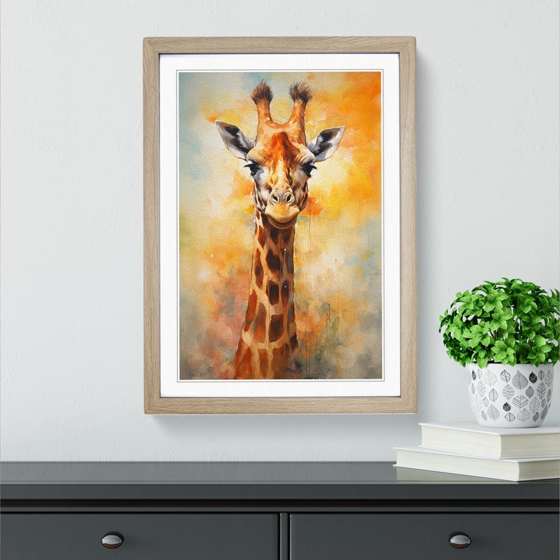 Giraffe Abstract - Framed Print, Oak Framed, 64cm H x 46cm W