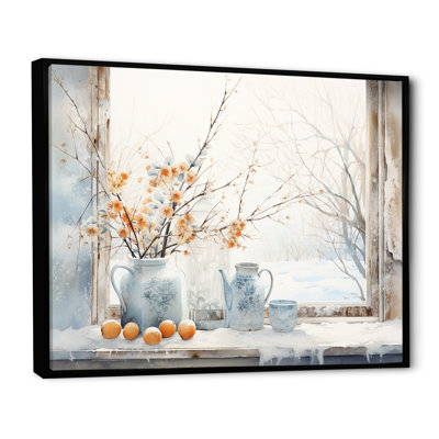 «Cottage In Winter Window Charm III», art mural fenêtres de ferme
