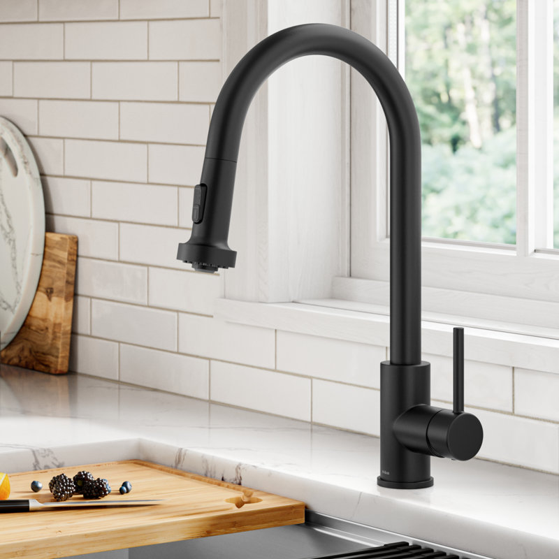 KRAUS Bolden 2-Function Single Handle Pull Down Kitchen Faucet,  Matte Black