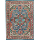 Hand-Knotted High-Quality Blue and Red Area Rug