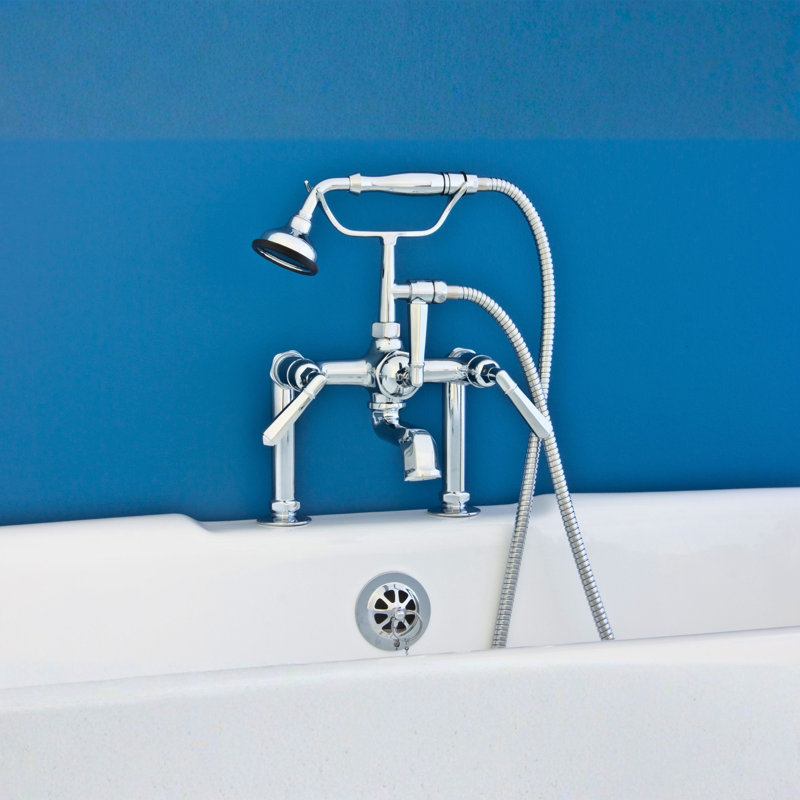 British Telephone Deck Mount Tub Faucet (P1009), Unlacquered Polished Brass