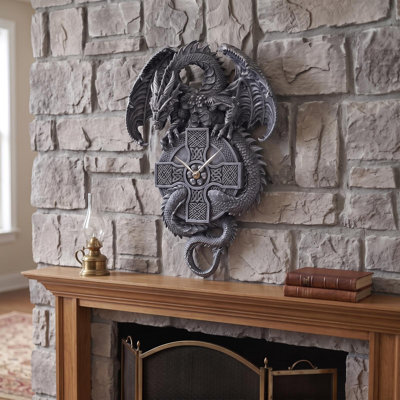 Horloge murale celtiquey sculpturale dragon