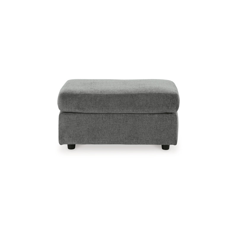 Ratty Ottoman, 33 Inch Rectangular Cushioned Polyester, Gray