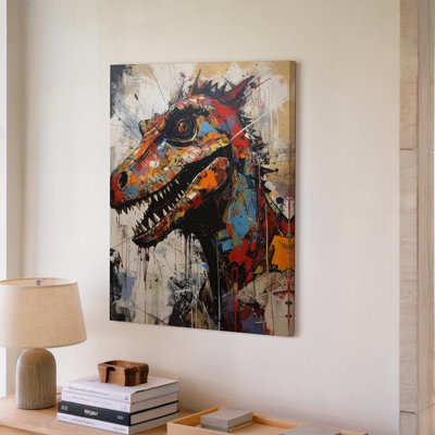 A Bold Expressive Painting Of A Dinosaur Head Canvas Possibly A T Rex Done In A Loose Abstract Wall Art Premium Quality Ready To Hang