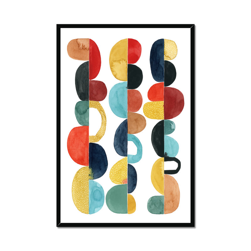 Midcentury Sunrise I by Grace Popp - Painting, Black Single Picture Framed Paper, 50cm H x 34cm W