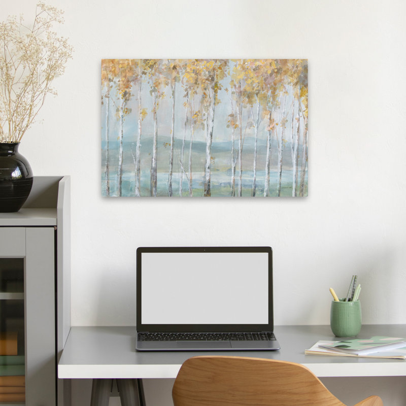 Automne et bouleau Lakeview Birches Art, H 16 po x l 24 po
