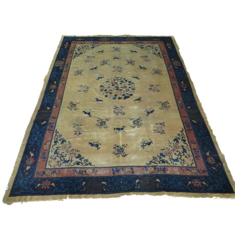 Tapis beige unique de 10 pi x 13 pi 8 po