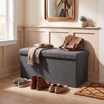 Lavish Home 30" Folding Storage Ottoman with Removable Bin