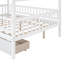 Lit double en bois avec deux tiroirs, blanc