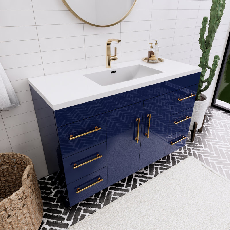 Ensemble de meuble-lavabo simple 48 po Spring, Bleu clair