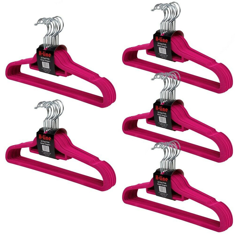 Velvet Standard Hanger for Dress/Shirt/Sweater, Pink