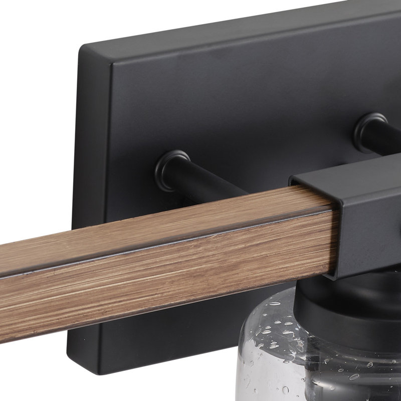 Luminaire pour meuble-lavabo élégant en verre bullé à 3 lumières de style grain de bois