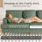 87-inch Corduroy Sofa with 3 Seats, No Tool Assembly,Solid Wood Frame and Solid Wood Legs-Green-96382852