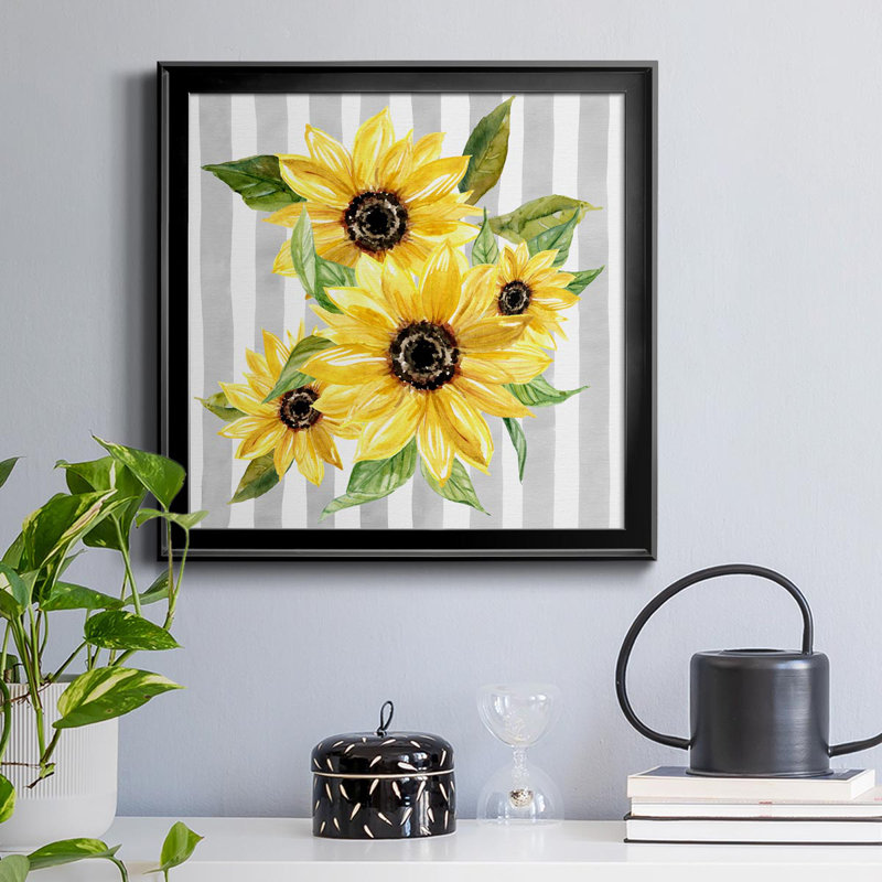 Sunflower Array I - peinture sur toile encadrée, Noir, H 26,5 po x l 26,5 po x P 1,5 po