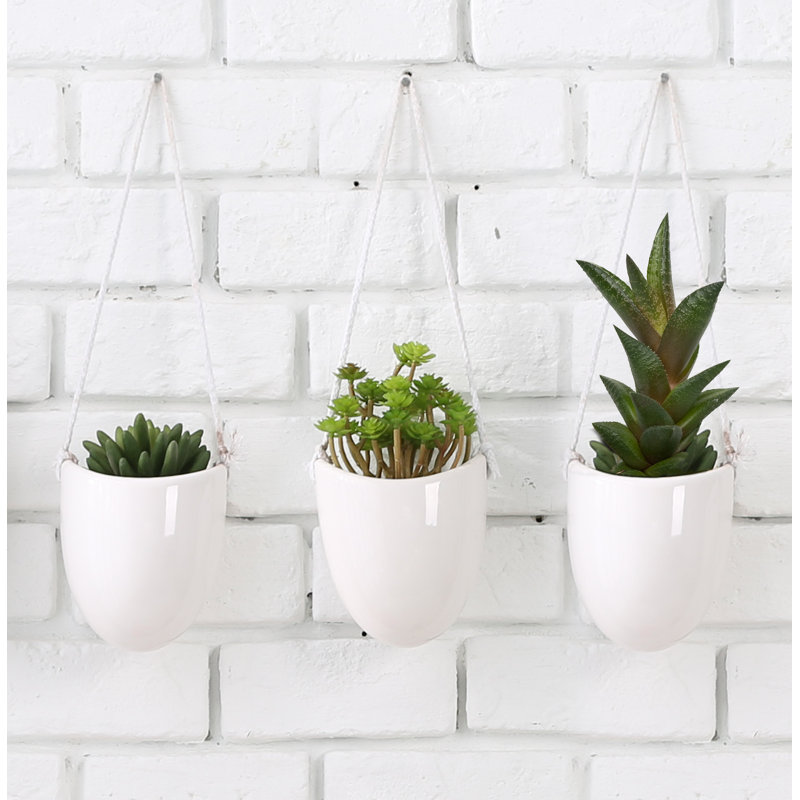 Ceramic Hanging Planter, White