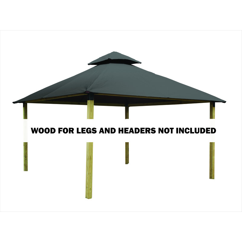 Roof Framing And Mounting 12 Ft. W x 12 Ft. D Solid Wood Gazebo, Cadet Gray, 147.5" H x 168" W x 168" D