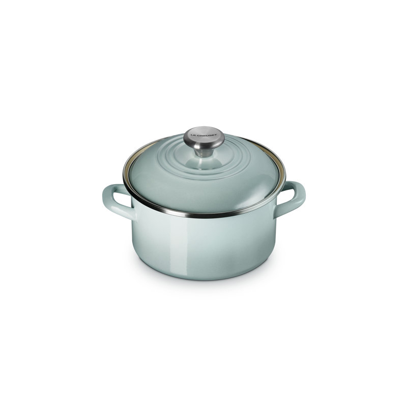 Le Creuset Enamel On Steel Petite Stockpot 3.8Qt. Flame, Sea Salt