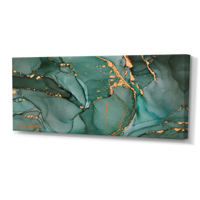 Turquoise et gris luxueux abstrait fluide IV - peinture sur toile