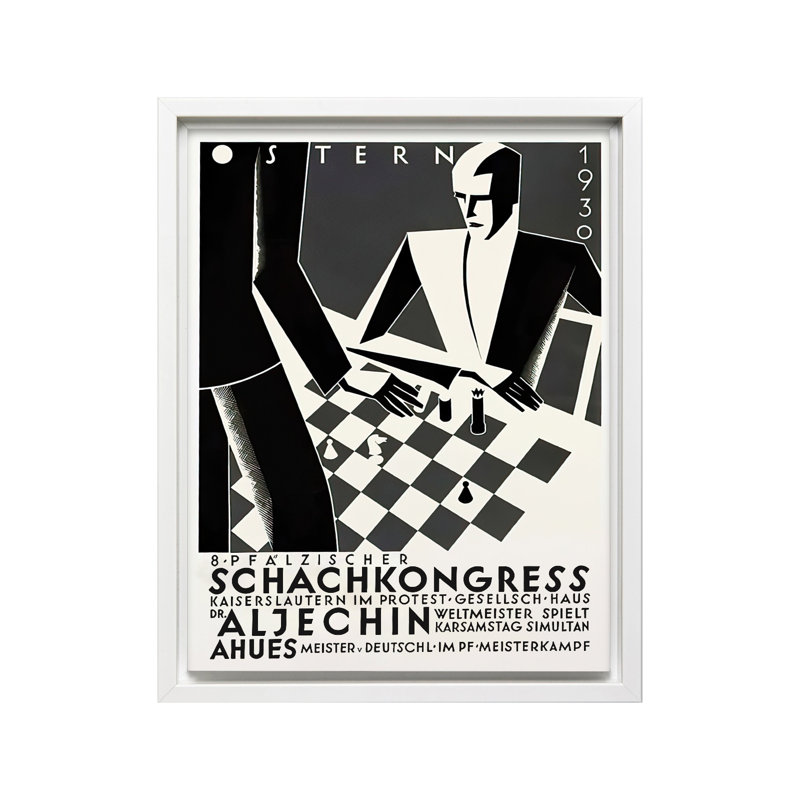 Tournoi d'échecs, Canvas, White Framed, 08"H x 10"W