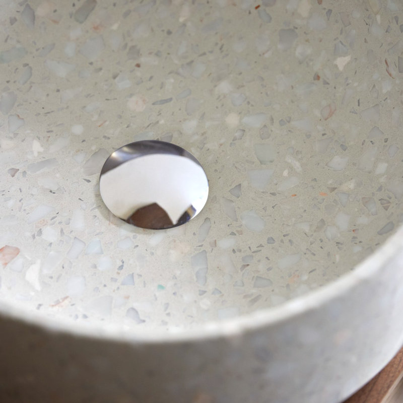 Milos Round Brown Premium Terrazzo Bathroom Sink, Moon