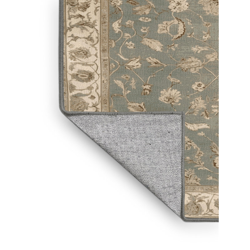 Tapis gris Tabriz lavable à la machine, Carré 7 pi