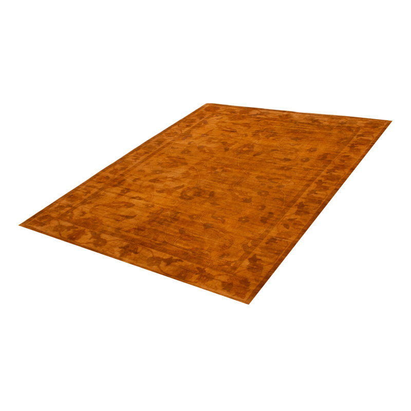 Tapis brun noué à la main unique 7 pi 10 po x 9 pi 8 po