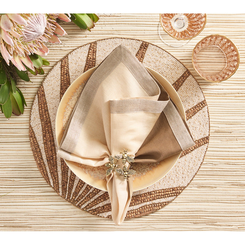 Dip Dye Linen Napkin, Natural/Brown/Gold