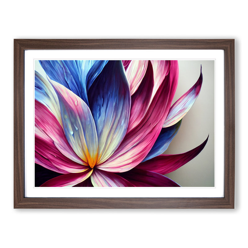 Colourful Floral Art Vol.1 Abstract - Single Picture Frame Print, Walnut Framed, 46cm H x 64cm W x 2cm D