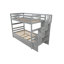 Lits simples superposés avec lit gigogne simple et fonction de rangement d'escalier gris