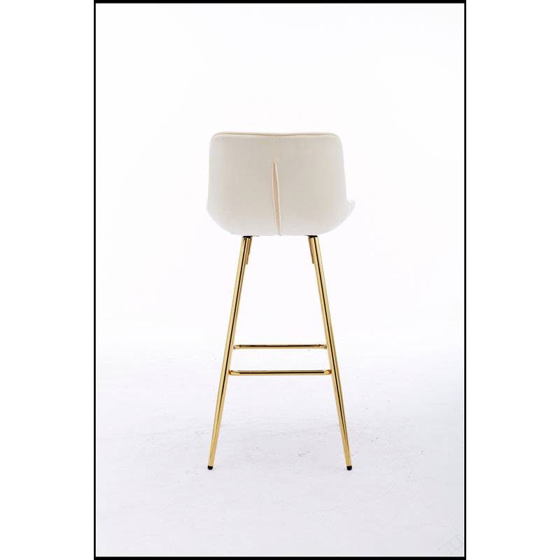 Ensemble de 2 tabourets de bar modernes en velours avec repose-pieds chromé et patins de protection du sol, parfait pour la cuisine et les bars