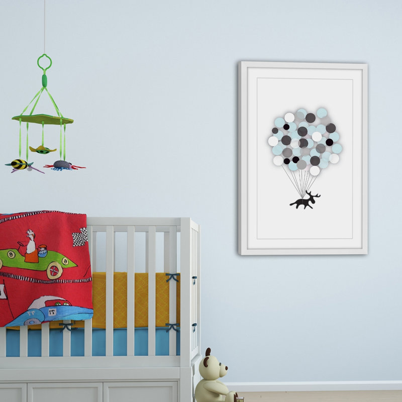 «Blue Balloon Moose» par Katarina Snygg, reproduction encadrée, H 18 po x l 12 po x P 1,5 po